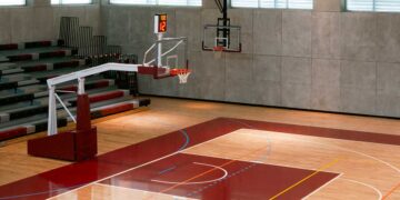 hardwood basketball court