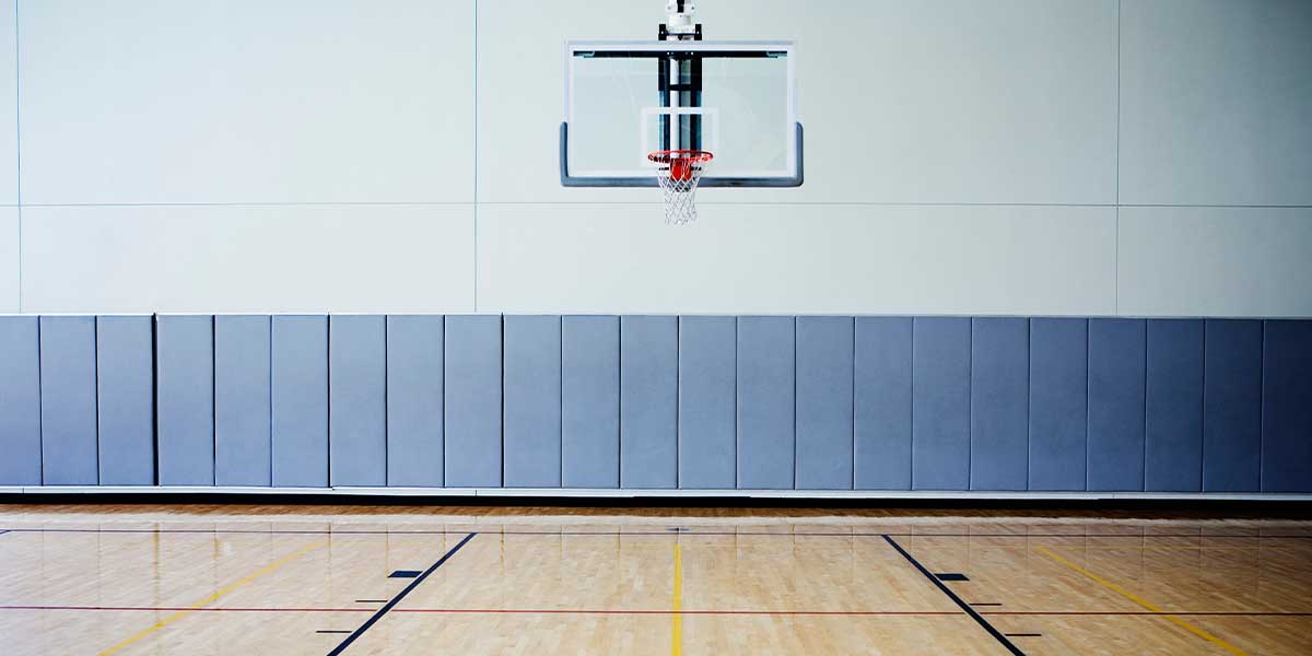 hardwood floor basketball court